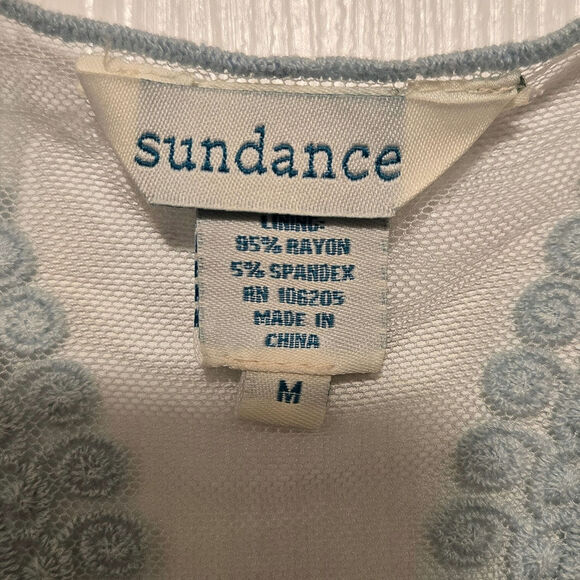 Sz Med SUNDANCE Light Blue Embroidered Mesh Blouse - Picture 4 of 7